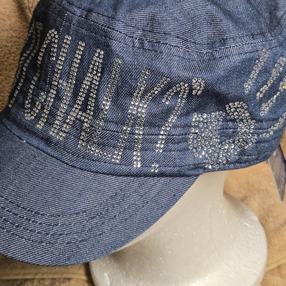 Denim Cap with Embroidered Text - Picture 4 of 14